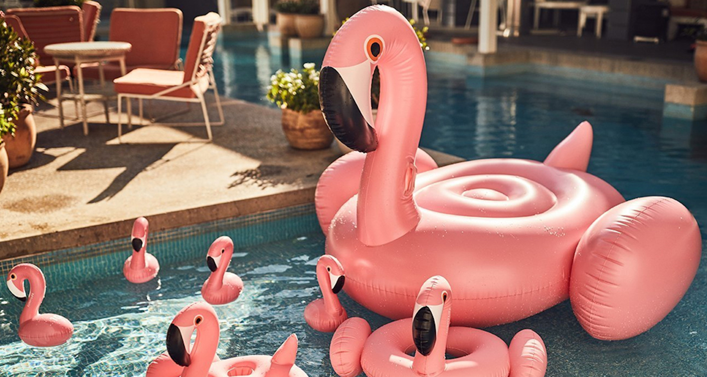 Flamingo Schwimmtier Pool Strand Meer Sommer Schwimmen Baden