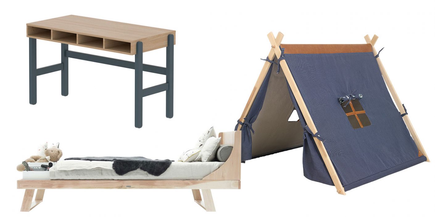 Schreibtisch, Bett und Spielzelt
